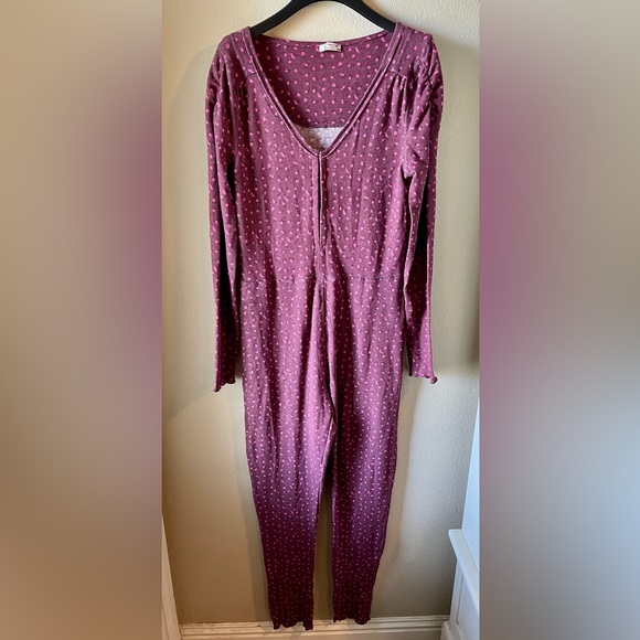 FREE PEOPLE HOME ALONE LONG JOHN PAJAMA - Picture 3 of 8